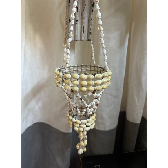 Vintage Sea Shell Hanging Macrame Plant candle Holder Boho decor beach nautical - Picture 9 of 16